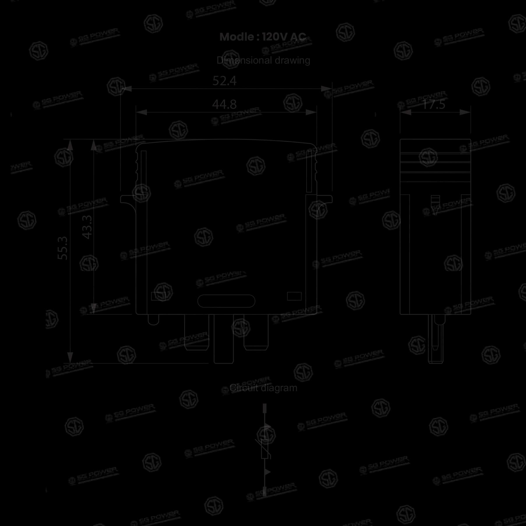 SG Power 120 V AC Surge Protection Device Drawing 1